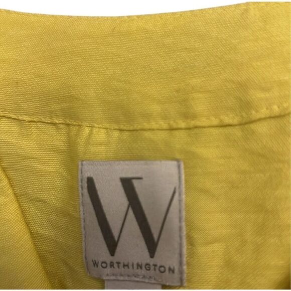 NWT WORTHINGTON Blouse Women’s XL Imperial Gold Yellow Short Sleeve V-Neck Top - Picture 4 of 11
